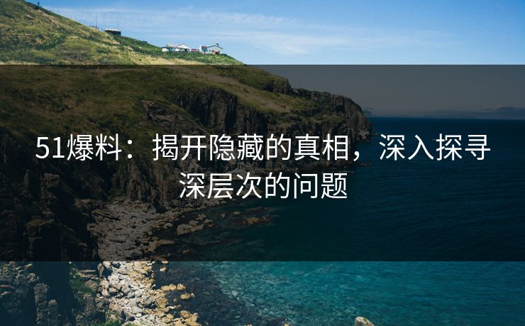 51爆料：揭开隐藏的真相，深入探寻深层次的问题