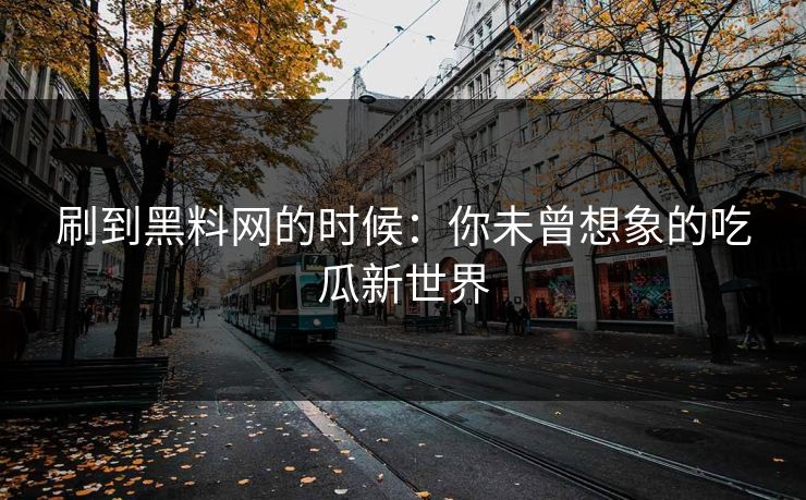 刷到黑料网的时候：你未曾想象的吃瓜新世界