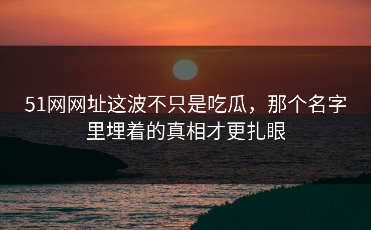 51网网址这波不只是吃瓜，那个名字里埋着的真相才更扎眼