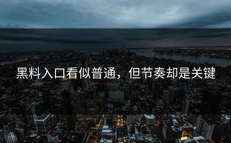 黑料入口看似普通，但节奏却是关键