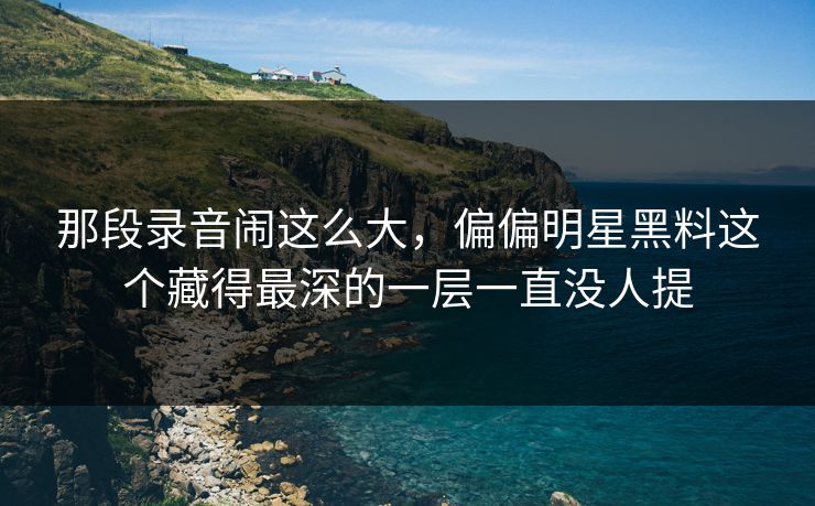 那段录音闹这么大，偏偏明星黑料这个藏得最深的一层一直没人提